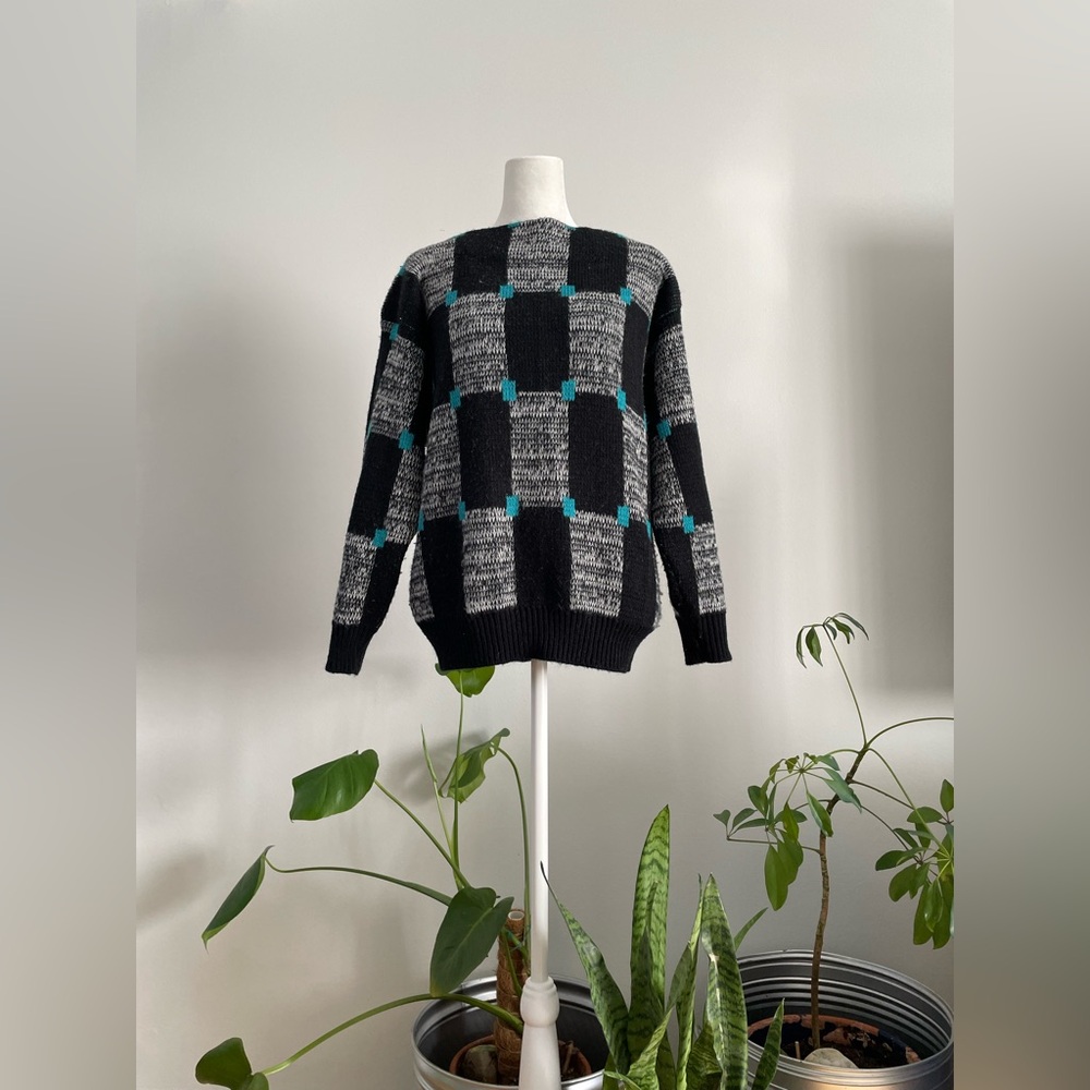 Vintage 80s John Meyer Checkered Sweater